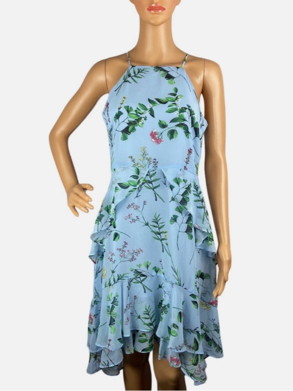 Banana Republic Light Blue Floral Halter Midi Dress